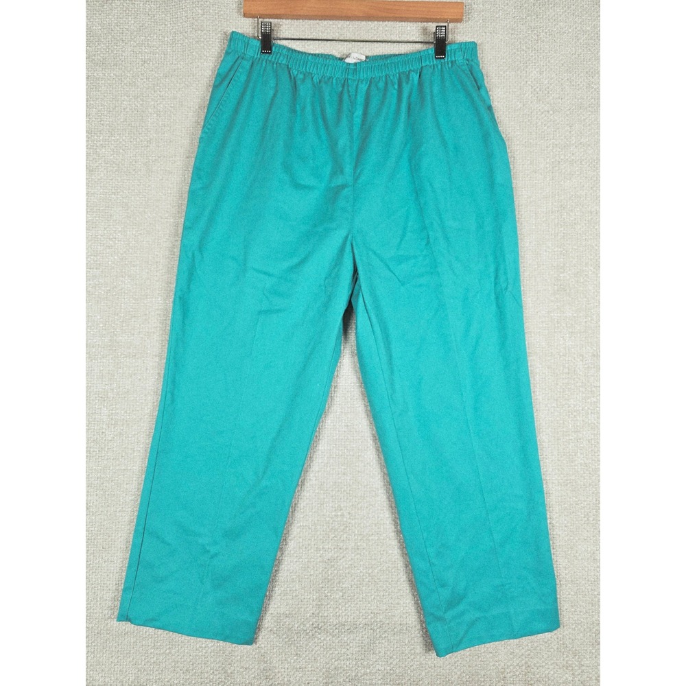 Draper's & Damon's Womens 14PS Teal Elastic Waist Pull On Straight Leg Pants